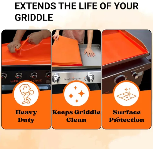Vista 6 de Alfombrilla de plancha de silicona premium de 17 pulgadas para parrilla Blackstone de 17 pulgadas, cubierta de plancha de silicona resistente