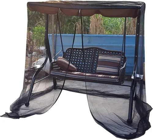 Vista 9 de Mosquitera para columpio/patio, al aire libre con apertura de cremallera y tienda de campaña impermeable en el techo, mosquitera para columpios