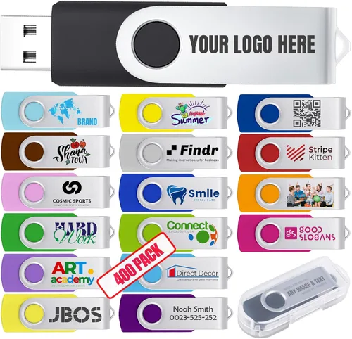 Vista 14 de Unidad flash USB personalizada de 128 MB, paquete de 25 unidades USB personalizadas, unidad USB personalizable, logotipo impreso, regalos