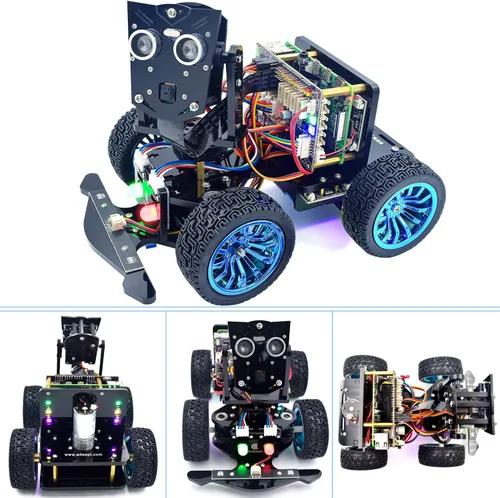 Vista 5 de Adeept PiCar-B Mars Rover Kit de coche inteligente para Raspberry Pi 5/4B/3B/3B+, evitación de obstáculos, seguimiento de línea, seguimiento de luz