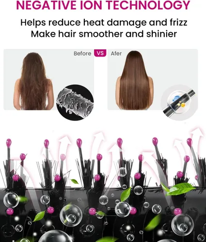 Vista 6 de Cepillo Secador de Pelo, Secador de Pelo con Cepillo 4 en 1, Estilo con Aire Caliente, Cepillo para Secado y Volumización con Tecnología Iónica