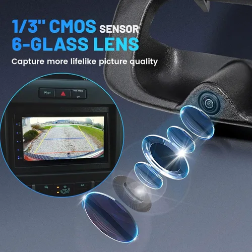 Vista 2 de Cámara de respaldo con enchufe RCA para manija de puerta trasera EWAY para Chevy Silverado GMC Sierra 1999-2006 1500 2500 3500 HD Classic, reemplaza