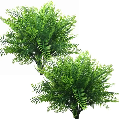Vista 14 de CATTREE Arbustos artificiales, plantas de plástico, hierba de bambú, arbustos verdes falsos, hojas verdes, bodas, interiores, exteriores, hogar