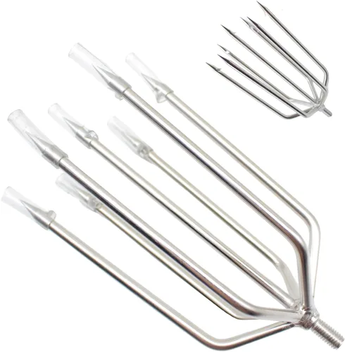 Vista 13 de Arpón de pesca, de acero inoxidable, lanza de púas de aleación de aluminio, con tornillo de 0.315 in para pesca al aire libre, aterrizaje de rana