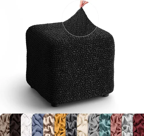 Vista 29 de PAULATO BY GA.I.CO. Funda otomana grande para taburete, funda de tela de poliéster suave, protector elástico de muebles de 1 pieza, colección Mango