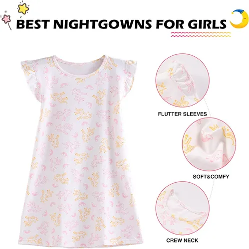 Vista 3 de BANGSAUR Vestido de verano para niña, paquete de 2 camisetas de algodón, 3-12 años