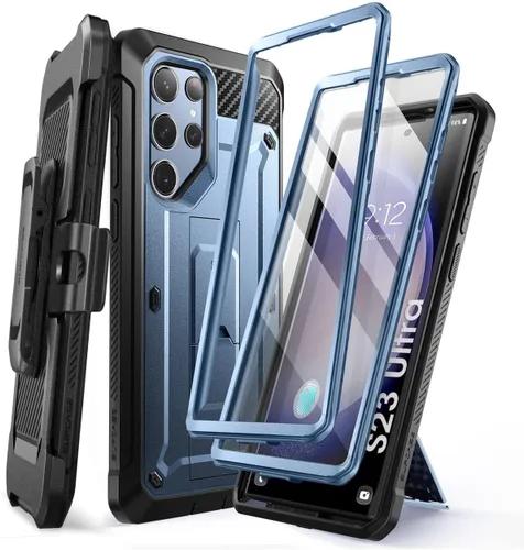 Vista 13 de SUPCASE Funda para Samsung Galaxy S23 Ultra con soporte, [Unicorn Beetle Pro] [2 marcos frontales]