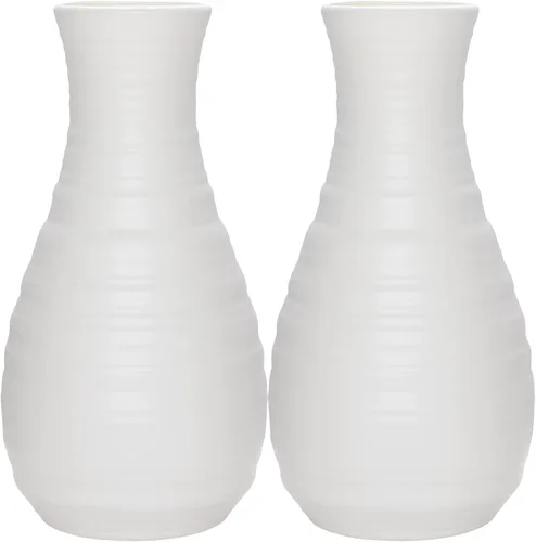 Vista 8 de 2 Pack de jarrones de plástico compuesto con aspecto de cerámica, jarrón irrompible con aspecto de cerámica para decoración del hogar, centros
