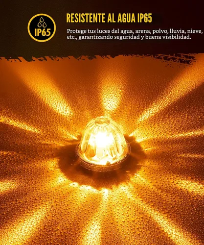 Vista 6 de Partsam 2 piezas de luces de señal de giro laterales LED, de color ámbar, con lente de vidrio de sandía [patentadas], con bisel de acero inoxidable
