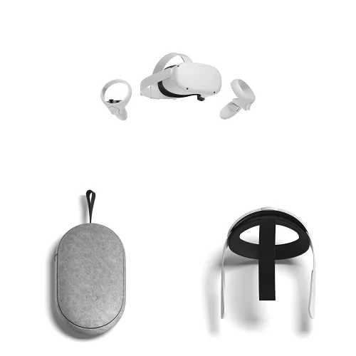 Meta Quest 2 Advanced All-In-One Virtual Reality Headset 128 GB with Carrying Case and Elite Strap for Enhanced Support and Comfort in VR