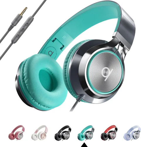 Vista 12 de Artix CL750 audífonos plegables con aislamiento de sonido, supraaurales, con cable, con micrófono y control de volumen, audífonos estéreo