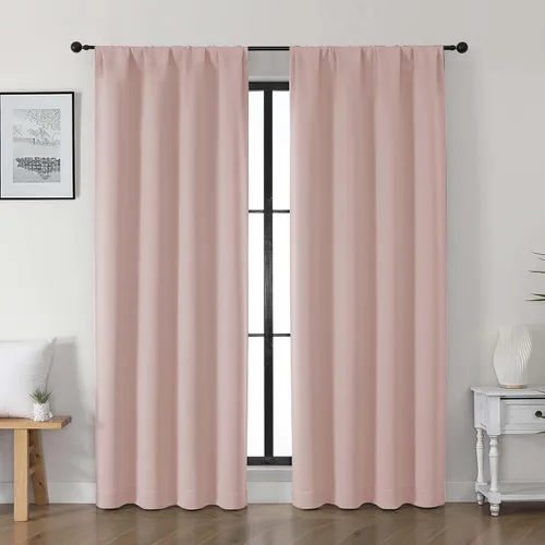 Vista 22 de Gwine Cortinas opacas para dormitorio, 54 pulgadas de largo, paneles de cortina de ventana con aislamiento térmico y reducción de ruido, cortinas