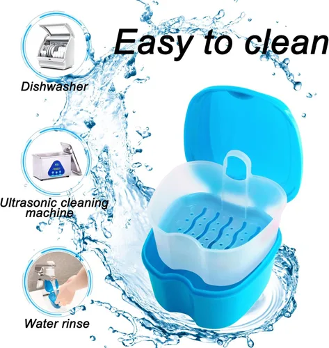 Vista 7 de Keedolla 2 Pack de lindos vasos para prótesis dental, contenedor de baño para remojar dientes falsos, contenedor de almacenamiento para prótesis