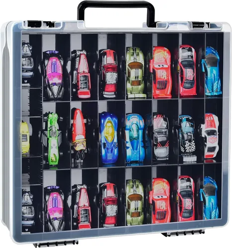 Estuche organizador de almacenamiento de juguetes de doble cara para autos Hot Wheels, para autos de Matchbox, para mini juguetes, para muñecas
