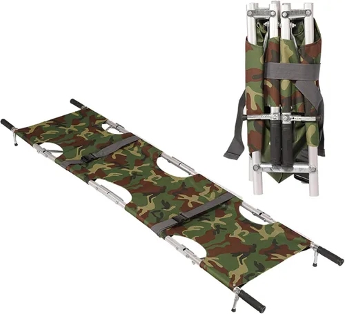 RUANLOV Camilla plegable para emergencias médicas, camilla de ambulancia portátil con mango de goma, aleación de aluminio de alta calidad, camilla