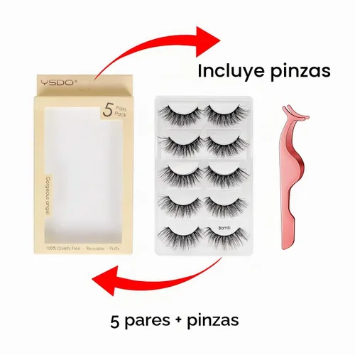 Vista 2 de Leipple Pestañas postizas, 5 pares, pestañas profesionales reutilizables de visón 3D, pestañas postizas hechas a mano naturales gruesas y esponjosas