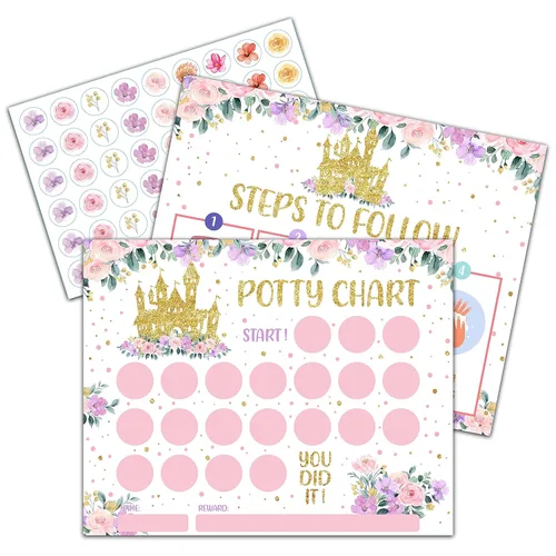Vista 14 de Tabla de calcomanías de entrenamiento para ir al baño, 20 tablas para ir al baño con 432 calcomanías redondas y 1 hoja de instrucciones, tabla