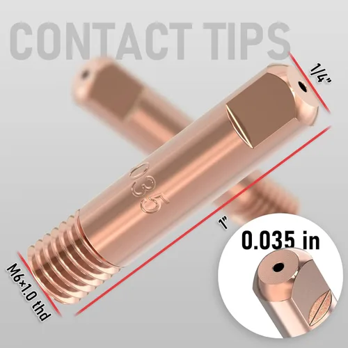 Vista 2 de YESWELDER Punta de contacto de soldadura MIG 11-35 (0.035") para pistolas Lincoln Tweco MIG 100L Mini