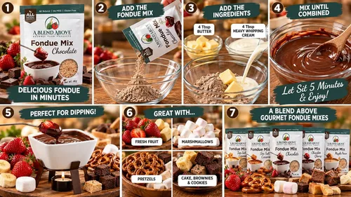 Vista 4 de Una mezcla de fondue de chocolate, paquete de 3, sabor natural, sin MSG, sin gluten. Sin conservantes, fácil de hacer, inmersión de frutas