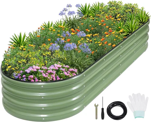 Vista 19 de 1MORE Cama de Jardín Elevada Galvanizada - Cajas de Plantación para Jardín al Aire Libre, Camas Elevadas para Jardinería, Kit de Cama de Jardín