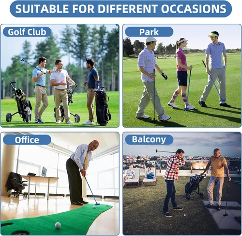Vista 5 de Juego de 2 mini golf – Putter bidireccional, diestro/zurdo, longitud ajustable para niños a adultos