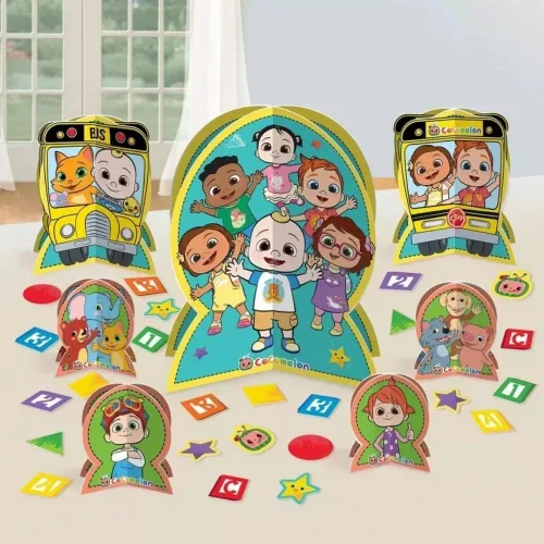 Vista 3 de Kit de centro de mesa (juego de 27 piezas) – Alta calidad y resistente, perfecto esencial para fiestas temáticas y eventos, Cocomelon