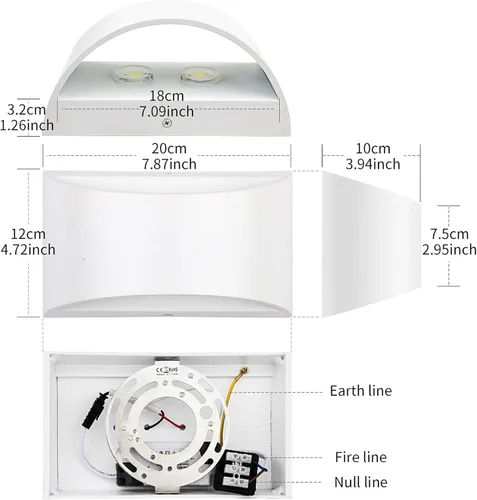 Vista 8 de Lightess Juego de 2 apliques de pared LED modernos, lámparas de pared para interiores con cable de 3000 K arriba y abajo, apliques de pared blancos