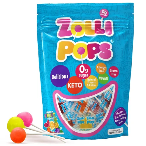 Vista 12 de Zollipops Clean Teeth Pops - Caramelos sin azúcar con xilitol, sin colorantes, caramelos libres de ceto y aptos para diabéticos, golosinas aprobadas