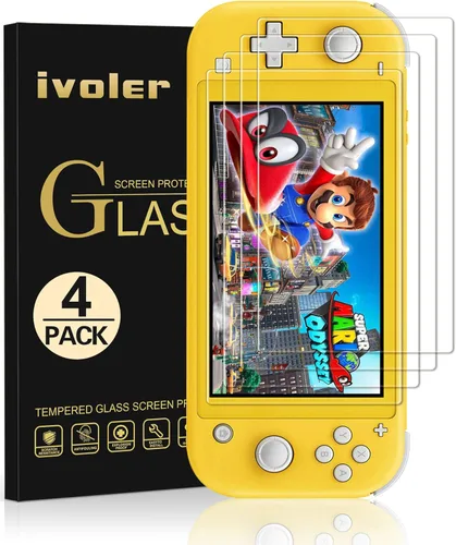 Paquete de 4 Protector de pantalla de vidrio templado para Nintendo Switch Lite, iVoler transparente HD, alta definición, transparente antiarañazos