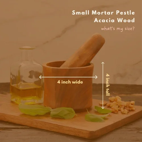 Vista 3 de Artisan Variety - Mortero y mortero de madera de acacia pequeño de 4 pulgadas, molinillo de especias de madera dura natural para pastillas