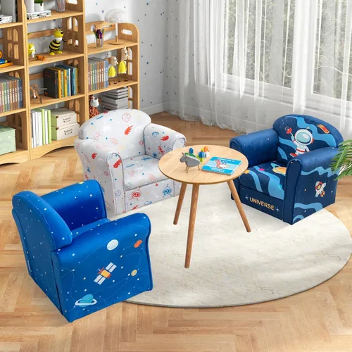 Vista 19 de Costzon Flyman - Sofá para niños, sillón con reposabrazos con patrón, muebles para niños pequeños con construcción de madera resistente, preescolar