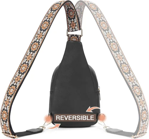 Vista 68 de Telena Bolso bandolera para mujer, bolso cruzado para mujer, cangurera de cuero vegano con correa ajustable