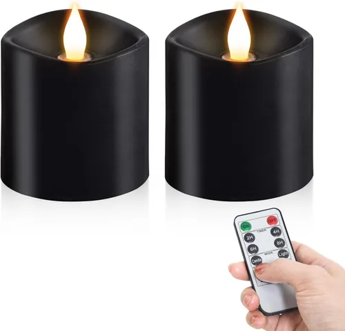 Vista 12 de Velas parpadeantes sin llama de 3 x 3, velas LED de cera real con temporizador, velas sin llama con control remoto, velas que funcionan