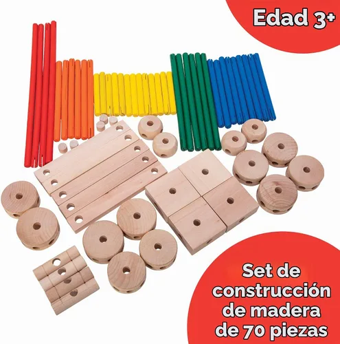 Vista 2 de Schylling MKT Super Makit - Juguete clásico de construcción de madera, más de 3 años, 70 piezas (1 EA)