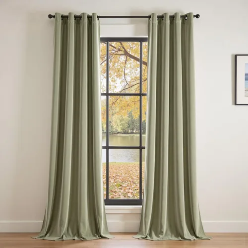 Vista 32 de Lazzzy Cortina opaca de terciopelo azul con aislamiento térmico para dormitorio, sala de estar, oscurecimiento de privacidad, cortinas de terciopelo