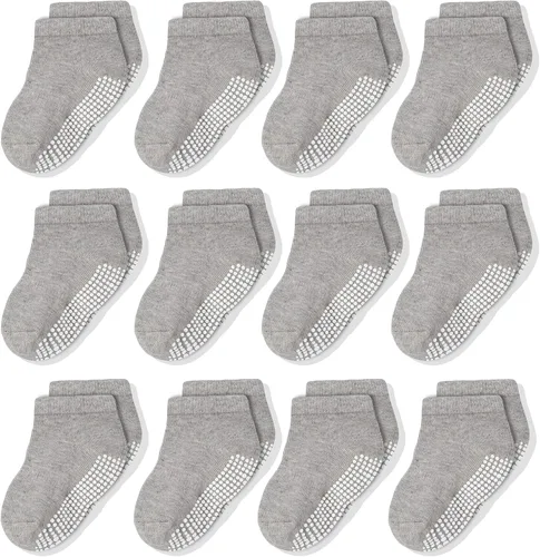 CozyWay Non-Slip Baby and Toddler Ankle Socks with Grips - Low Cut Socks for Girls and Boys with Grippers