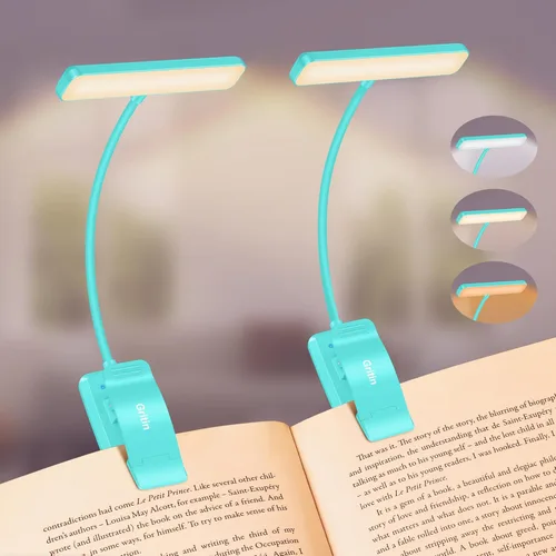 Vista 15 de Gritin Luz de Lectura Recargable de 19 LED para Leer en la Cama con Función de Memoria, Cuidado de los Ojos, 3 Temperaturas de Color, Brillo