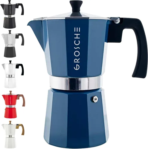 Vista 32 de Grosche Milano Moka Cafetera espresso moca para estufa, de 6 tazas, cafetera cubana, cafetera greca, italiana, percoladora, esmoquin