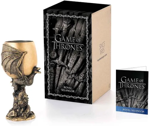 Vista 7 de Royal Selangor Colección Juego de Tronos acabado a mano de peltre edición limitada Gilt Drogon Goblet Gift