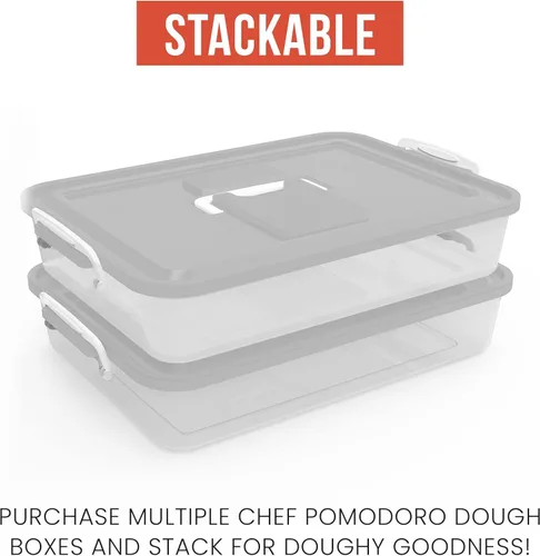 Vista 2 de Chef Pomodoro Caja de Fermentación para Masa de Pizza, 14 x 11 Pulgadas, Contenedor de Masa de Pizza, Cabe 4-6 Bolas de Masa, Bandeja Doméstica