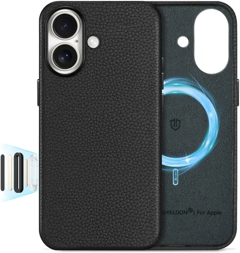 Vista 50 de SHIELDON Funda de cuero genuino para iPhone 17 de 6.3 pulgadas 2025 Compatible con Magsafe, botón de cámara actualizado, carga inalámbrica