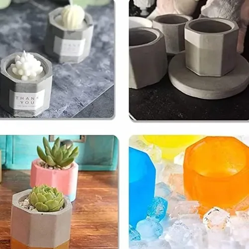 Vista 2 de Molde de silicona de hormigón, 3 piezas de moldes de silicona para macetas de plantas suculentas, moldes de silicona para hormigón, moldes de vidrio