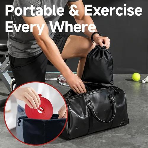 Vista 6 de Juego de bandas de resistencia con anclaje de puerta, bandas de asistencia para dominadas de múltiples niveles, bandas de ejercicio