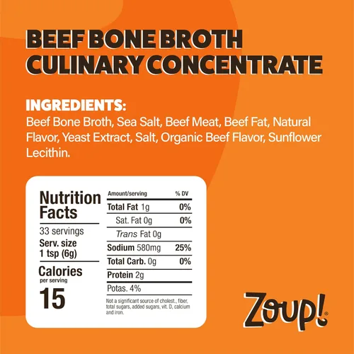 Vista 2 de Zoup! Concentrado culinario de caldo de hueso de res, paquete de 1, 7 onzas