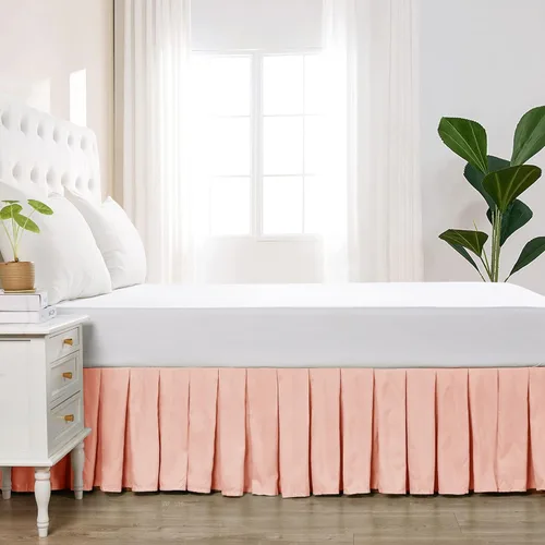 Vista 14 de Home Soft Things Falda de cama clásica de microfibra con volantes, diseño elegante de microfibra sólida envolvente con caída de 14 pulgadas, ropa