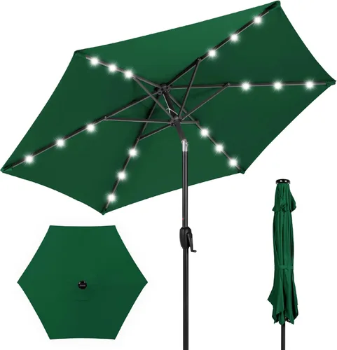 Vista 30 de Best Choice Products 7.5ft Outdoor Solar Patio Umbrella for Deck, Pool w/Tilt, Crank, LED Lights