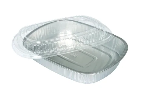 Vista 3 de Durable Packaging recipiente de plástico para plato principal con tapa de cúpula, tamaño grande, S, Negro y Dorado, 100