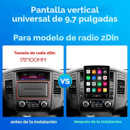 Vista 3 de 9.7 "4Core IPS 2+32GB IPS pantalla vertical Android Car Radio Audio Video Receptores estéreo para 2Din Raido modelo con CarPlay Android Auto WiFi BT