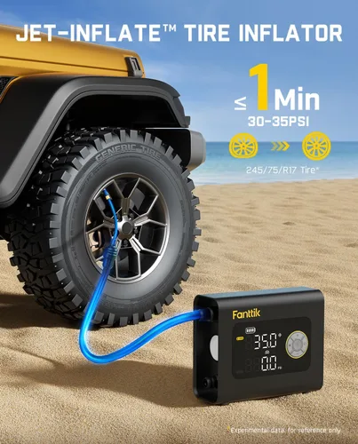 Vista 4 de Fanttik X9 Cross 4X Inflador portátil de neumáticos, bomba de tabla de remo Máximo 75PSI con apagado automático, desinflado Bomba de aire
