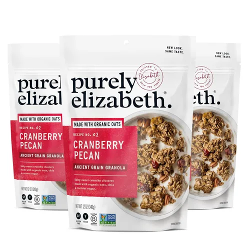 Vista 10 de Purely Elizabeth, Berry Crisp, granola de grano antiguo con vitamina D, sin gluten (bolsa de 8 onzas)